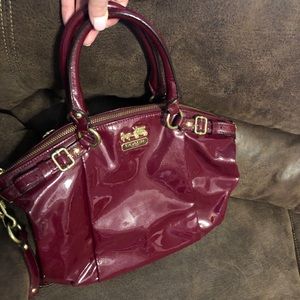 Coach maroon patent leather satchel